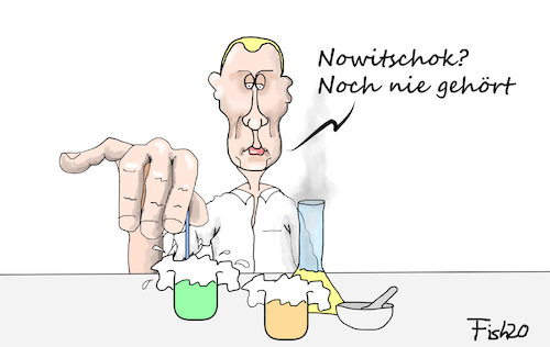 Cartoon: Putins Giftküche (medium) by Fish tagged kremel,russland,putin,alexei,navalny,gift,nowitschock,nervengift,kritiker,opposition,krankenhaus