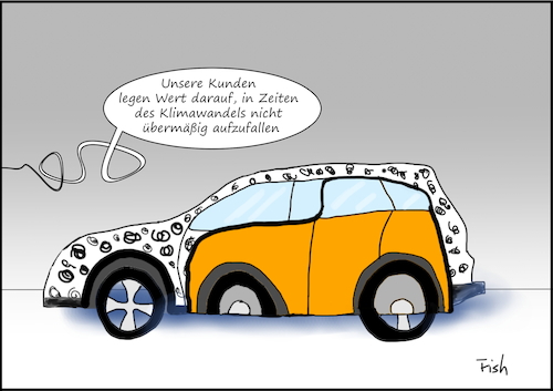 Cartoon: SUV Zulassungen 2019 gestiegen (medium) by Fish tagged suv,kfz,pkw,klima,klimaneutral,klimadebatte,autoindustrie,lackierung,kleinwagen,kunden