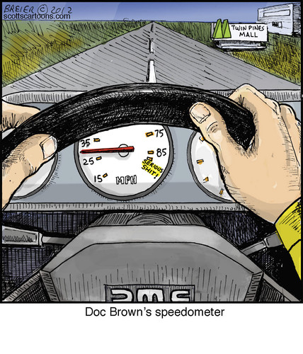 Cartoon: 88 mph (medium) by noodles tagged back,to,the,future,delorean,88,mph,doc,brown,speedometer