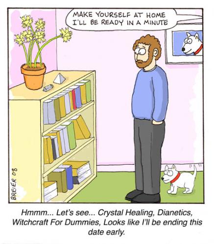 Cartoon: bookshelf profiling (medium) by noodles tagged dating