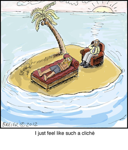 Cartoon: cliche (medium) by noodles tagged noodles,desert,island,stranded,psychologist