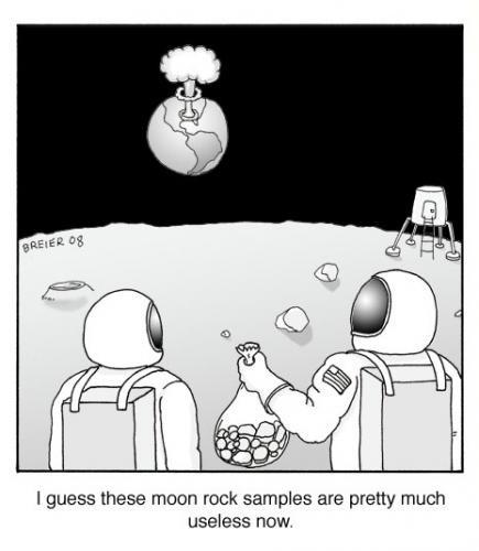 Cartoon: moon rocks (medium) by noodles tagged space,moon,rocks,earth,nuclear