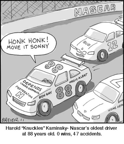 Cartoon: Nascar (medium) by noodles tagged nascar,cars,race,old,driver