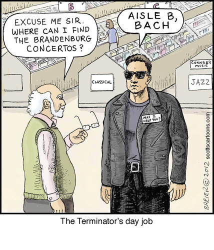 Cartoon: Terminator (medium) by noodles tagged terminator,schwarzenegger,bach,music,noodles