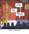 Cartoon: asparagus (small) by noodles tagged asparagus,comedy,club,heckler,stinky
