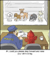 Cartoon: Dog Lineup (small) by noodles tagged police,lineup,dogs,guilty,fire,hydrant