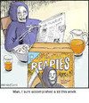 Cartoon: Reapies (small) by noodles tagged grim reaper wheaties obituaries death noodles accomplishment
