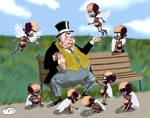 Cartoon: sparrows (medium) by zule tagged hunger,children,rich,man