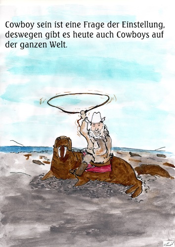 Cartoon: cowboys all over the world (medium) by Stefan von Emmerich tagged cowboys,wahlross,arktis