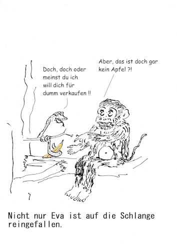 Cartoon: Der Affe und die Schlange (medium) by Stefan von Emmerich tagged adam,eva,schlange,apfel,religion,altes,testament
