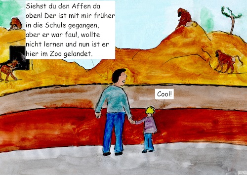 Cartoon: Ein Besuch im Zoo (medium) by Stefan von Emmerich tagged eltern,schüler,erziehung,affen,zoo