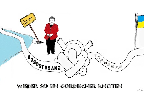 Cartoon: Gordischer Knoten (medium) by Stefan von Emmerich tagged merkel,nordstream,ukraine,gas,pipeline