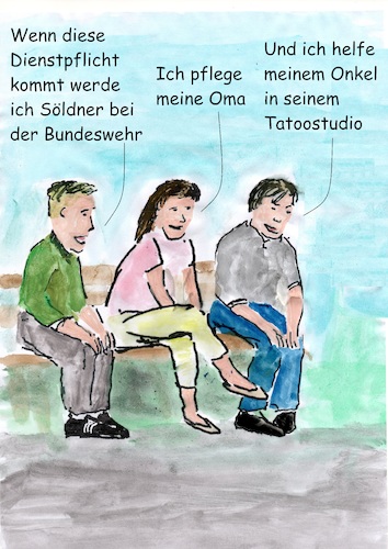 Cartoon: AKK fordert Dienstpflicht (medium) by Stefan von Emmerich tagged kramp,karrenbauer,dienstpflicht,wehrdienst,zivildienst