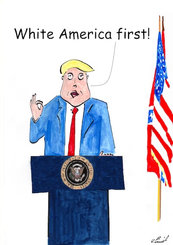 Cartoon: White America (medium) by Stefan von Emmerich tagged vote,him,away,donald,trump,dump,president,america,the,liar,tweets,tonight