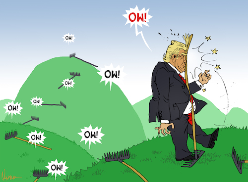 Cartoon: 100 Hits (medium) by NEM0 tagged trump,100,days,bias,biased,media,hits,trump,100,days,bias,biased,media,hits