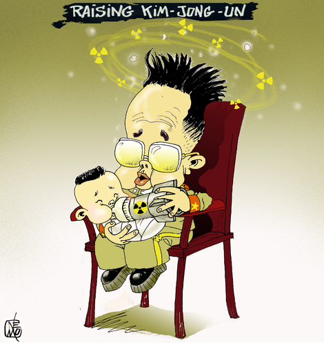 Cartoon: Atomic Baby (medium) by NEM0 tagged jon,ill,jong,kim,un,atom,atomic,bomb,plutonium,noth,korea