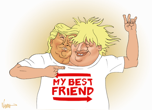 Cartoon: Best Friends Trump and Boris (medium) by NEM0 tagged europe,england,eu,gb,great,britain,uk,brexit,boris,johnson,pm,potus,donald,trump,best,friends,tshirt,remain,leave,populism,nemo,nem0,europe,england,eu,gb,great,britain,uk,brexit,boris,johnson,pm,potus,donald,trump,best,friends,tshirt,remain,leave,populism,nemo,nem0