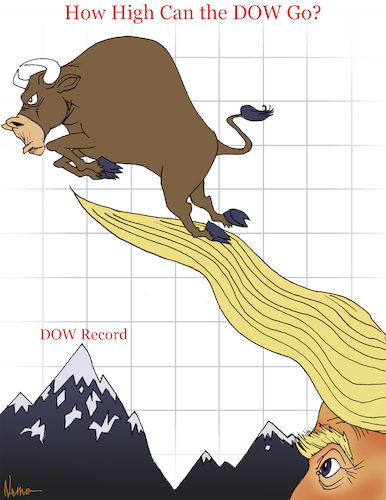 Cartoon: DOW Hits Records (medium) by NEM0 tagged president,donald,trump,record,djia,dow,jones,industrial,average,bullish,bull,markets,rise,inance,economy,nemo,maga,wall,street,president,donald,trump,record,djia,dow,jones,industrial,average,bullish,bull,markets,rise,inance,economy,nemo,maga,wall,street