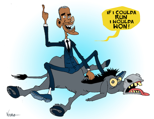 Cartoon: If I Coulda Run (medium) by NEM0 tagged barack,obama,democrat,dunkey,election,loss,third,term,president,usa,nemo,nem0,barack,obama,democrat,dunkey,election,loss,third,term,president,usa,nemo,nem0