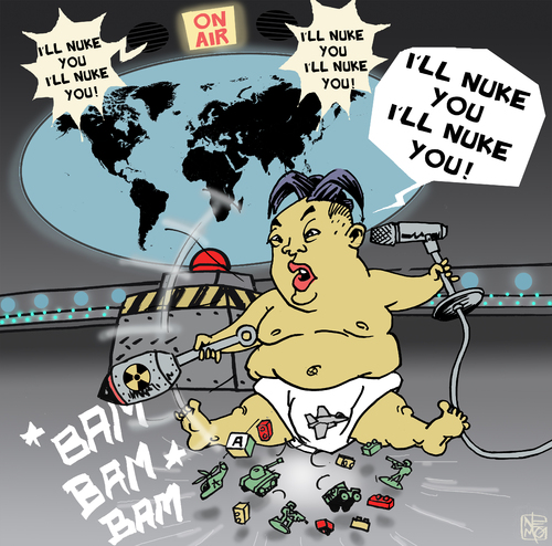 Cartoon: KIM-JONG-UN Playground (medium) by NEM0 tagged kim,jong,un,nuclear,threat,korea,crisis,north,usa,japan,bomb,missiles