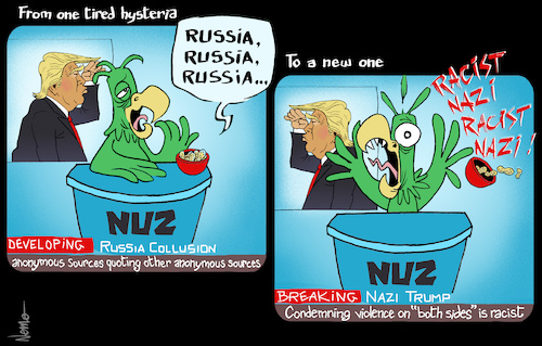 Cartoon: Media Trump Syndrome (medium) by NEM0 tagged media,tv,trump,russia,racism,charlottesville,supremacist,nazi,antifa,leftist,right,violence,collusion,media,tv,trump,russia,racism,charlottesville,supremacist,nazi,antifa,leftist,right,violence,collusion