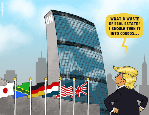 Cartoon: UNfit (medium) by NEM0 tagged un,united,nations,donald,trump,president,states,real,estate,condos,ny,new,york,usa,nwo,world,order,nemo,nem0,un,united,nations,donald,trump,president,states,real,estate,condos,ny,new,york,usa,nwo,world,order,nemo,nem0