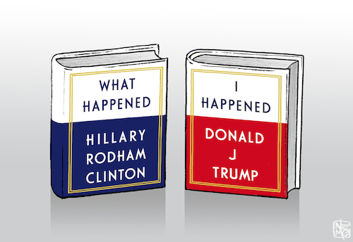 Cartoon: What Happened (medium) by NEM0 tagged usa,hillary,rodham,clinton,dnc,democrat,presidency,presidential,candidate,book,memoirs,2016,campaign,election,donald,trump,nemo,nem0,usa,hillary,rodham,clinton,dnc,democrat,presidency,presidential,candidate,book,memoirs,2016,campaign,election,donald,trump,nemo,nem0