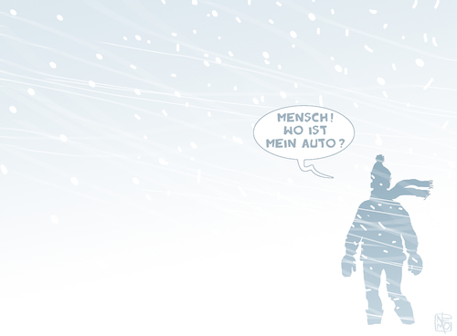 Cartoon: Wo Ist Mein Auto (medium) by NEM0 tagged polar,wirbel,winter,kalt,schnee,sturm,schneefall,nemo,nem0,winter,kalt,schnee,sturm,schneefall,nemo,nem0