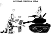 Cartoon: Opposing Forces in Syria (small) by NEM0 tagged bashar,al,assad,president,tank,rebels,rebellion,uprising,arab,spring,civilian,civilians,syria,politician,dictator,dictatorship,shooting,armed,forces