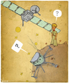 Cartoon: Philae meets The Little Prince (small) by NEM0 tagged rosetta,little,prince,exupery,philae,esa,eu,space,program,comet,probe,exploration,technology,science