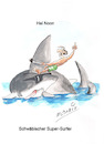 Cartoon: Hai Noon (small) by elmario55 tagged schwob schwaben schwäbisch hai surfen windsurfen