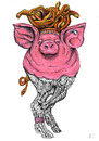 Cartoon: Medusa Pig (small) by Battlestar tagged illustration,tiere,tier,animals,animal,schwein,pig,medusa,skelett,skeleton,snake,nature,natur,schlange,bizarre,fiction,mix