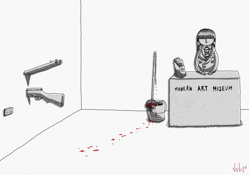 Cartoon: Modern art (medium) by julianloa tagged modern,art,guns,cleaning,test