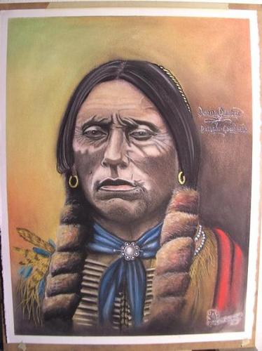 Cartoon: Quanah Parker  Comanche (medium) by bvhabenicht tagged quanah,parker,comanche,pastell,zeichnung,illustration,indianer,häuptling,chief