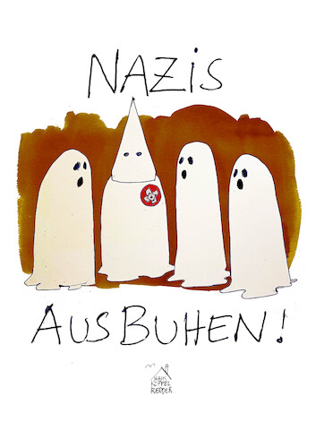 Cartoon: buh (medium) by Koppelredder tagged nazis,neonazis,populismus,afd,ausbuhen,demonstration,gespenster,geist,kukluxklan,buh,nazis,neonazis,populismus,afd,ausbuhen,demonstration,gespenster,geist,kukluxklan,buh