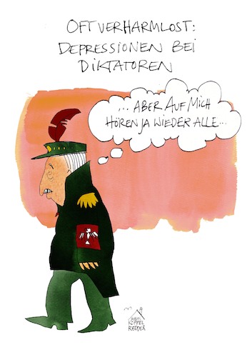 Cartoon: Depressionen (medium) by Koppelredder tagged diktatur,diktator,schwermut,depressionen,gehorsam,untertanen,diktatur,diktator,schwermut,depressionen,gehorsam,untertanen