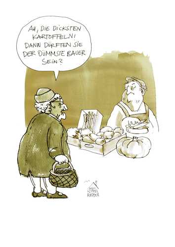 Cartoon: Dümmster Bauer (medium) by Koppelredder tagged kartoffel,dick,bauer,dumm,sprichwörter,markt,gemüse,kartoffel,dick,bauer,dumm,sprichwörter,markt,gemüse