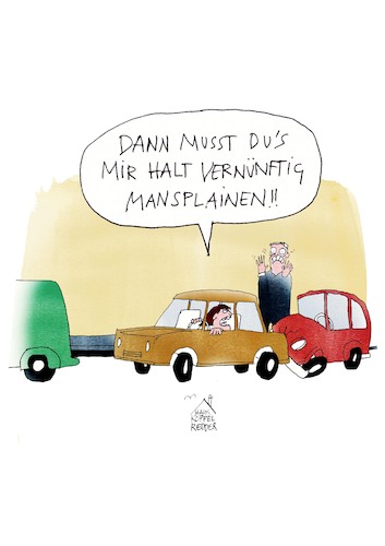 Cartoon: Mansplaining (medium) by Koppelredder tagged mann,frau,feminismus,macho,machismus,patriarchat,auto,einparken,unfall,mansplaining,mann,frau,feminismus,macho,machismus,patriarchat,auto,einparken,unfall,mansplaining