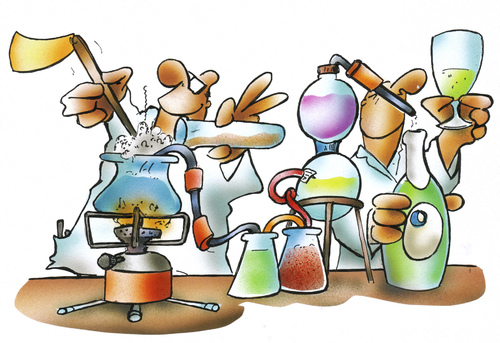 Cartoon: Alkoholherstellung (medium) by HSB-Cartoon tagged alkohol,sekt,schnaps,chemie,schnapsbrennerei,brenenrei,flasche,labor,chemiker,wein,airbrush,alkohol,sekt,schnaps,chemie,schnapsbrennerei,chemiker,wein