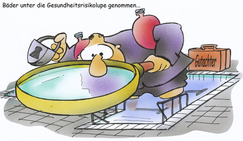 Cartoon: Bad Gutachter (medium) by HSB-Cartoon tagged schwimmen,bäder,bad,schwimmbad,planschen,freischwimmer,gutachter,wasser,badeanstalt,sommer,gesundheit,gesundheitsrisiko,cartoon,karikatur,hsb,airbrush,bäder,schwimmen,schwimmbad,planschen,freischwimmer,gutachter,badeanstalt,wasser