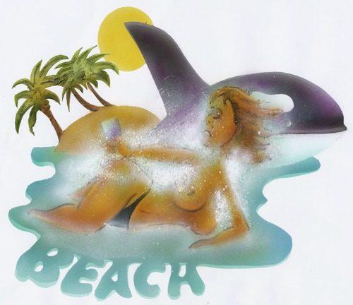 Cartoon: Beachgirl (medium) by HSB-Cartoon tagged beach,sea,orca,palm,girl,caribean