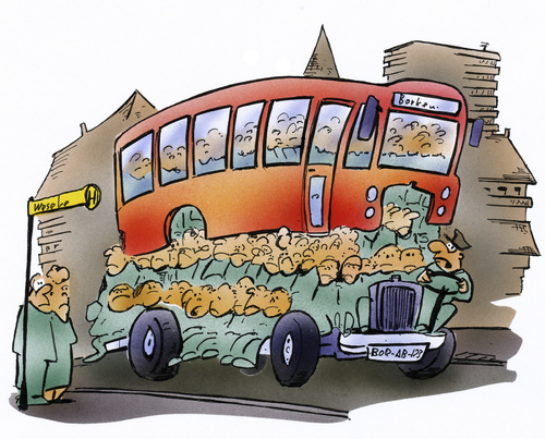 Cartoon: bus (medium) by HSB-Cartoon tagged bus,people,passanger,traffic,town,illustration,illustrationen,bus,busse,verkehr,transport,stadt,city,straßenverkehr,bvg