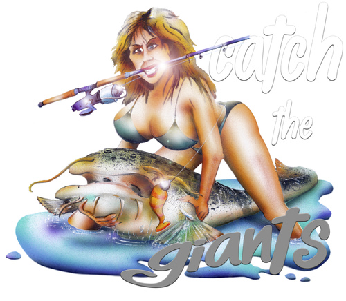 Cartoon: catch the giants (medium) by HSB-Cartoon tagged girl,pinup,woman,fish,catfish,giants,fishing,angel,angeln,sport,angelsport,frau,wels,waller,airbrush