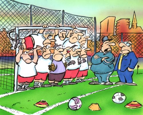 Cartoon: Der Abwehrriegel (medium) by HSB-Cartoon tagged sport,fussball,soccer,,sport,fussball,tor,platz,schiedrichter,torwart,abwehr,torschuss,mauer,torschusspanik,stürmer,verteidiger,mittelfeldspieler,libero,jogi,löw,bundesliga,jogi löw