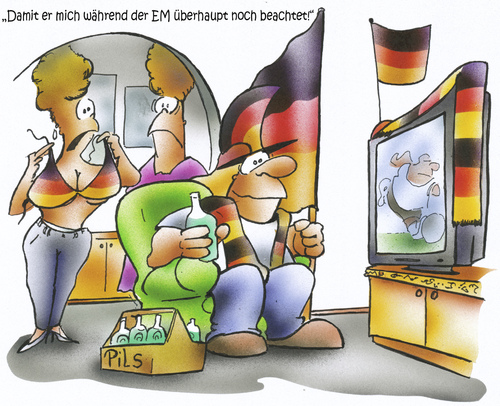 Cartoon: EM 2012 (medium) by HSB-Cartoon tagged em,2012,em2012,europameisterschaft,fan,fussball,fußball,soccer,european,championshipball,bh,frau,fußballfan,bier,fernseher,tv,deutschland,ukraine,polen,airbrush,2012,em 2012,europameisterschaft,fußball,fussball,em