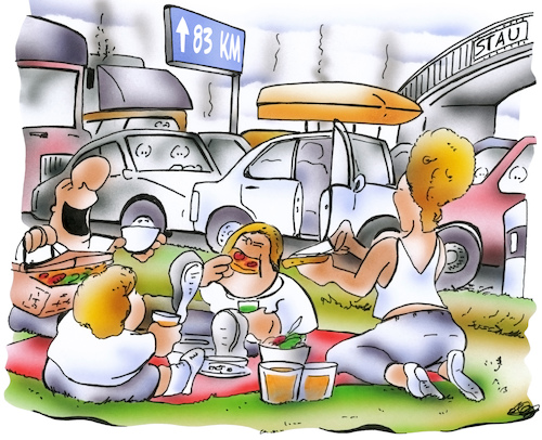 Ferienstart Auf Der Autobahn Von Hsb Cartoon Medien Kultur Cartoon Toonpool