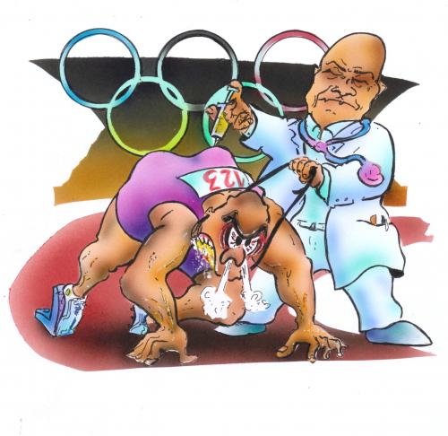 Cartoon: Fit for Olympia (medium) by HSB-Cartoon tagged olympia,olympic,peking,beijing,china,doping,games,olympia,athletik,beijing,anabolika,amphetamin,drogen,sport,leistung,illegal,medikamente,pharma,bulle,stier,kraft,ausdauer,konkurrenz,antidopingkontrolle,b probe,blutdoping,china,dopingskandal,dopingtest,olympiade,olympische spiele,peking,pharmaindustrie,sportdrill,steroide,testosteron,wachstumshormone,olympische,spiele,probe