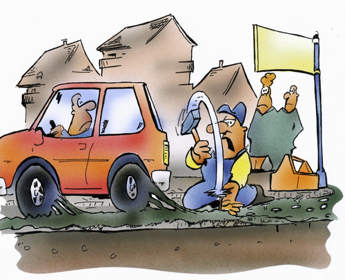 Cartoon: heißer Weg (medium) by HSB-Cartoon tagged strasse,weg,belag,asphalt,strassenarbeiter,kommune,arbeit,hitze,sommer,auto,verkehr,airbrush,airbrushart,cartoon,karikatur