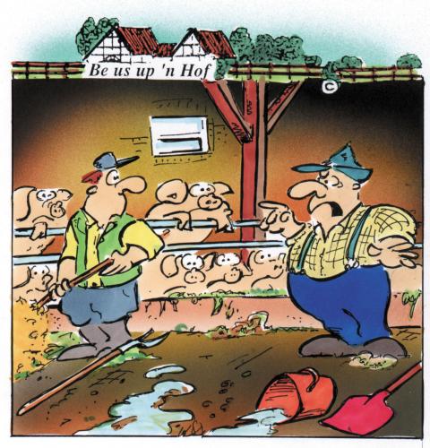Cartoon: Im Stall (medium) by HSB-Cartoon tagged landwirtschaft,stall,schweine,bauernhof,,landwirtschaft,stall,schweine,bauernhof,sauberkeit,dreck,aufräumen,ordnung,schweinestall,kritik,nutztier