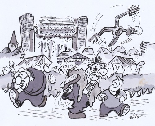 Cartoon: Jahrmarkt (medium) by HSB-Cartoon tagged jahrmarkt,kirmes,vater,sohn,vergnügen,autoscotter,riesenrad,fahrgeschäft